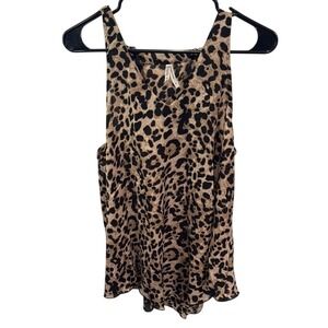 Live 4 Truth Womens Leopard Print V-Neck Sleeveless Tank Top Blouse Brown Large